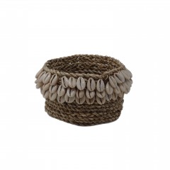 BASKET WITH SHELL WHITE NATURAL LOW DIA12X8 20EURO 